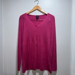 Eileen Fisher Romantic Pink Silk-Cashmere V-Neck Top